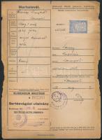 1950 4 db marhalevél okmánybélyegekkel