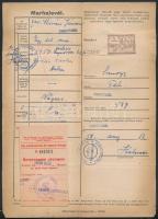 1950 4 db marhalevél okmánybélyegekkel