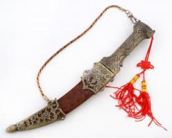 Sárkányos modern dísztőr, markolat végen szintetikus kővel, h: 25 cm