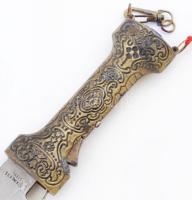 Sárkányos modern dísztőr, markolat végen szintetikus kővel, h: 25 cm