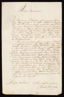 1786 Majláth József gróf (1737-1810) későbbi államminiszter, kormányzó levele Nógrád vármegyének a királyi fiókpénztár ügyében, a gróf saját kezű aláírásával, a külzeten rányomott családi címeres viaszpecséttel