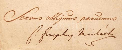 1786 Majláth József gróf (1737-1810) későbbi államminiszter, kormányzó levele Nógrád vármegyének a k...