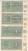 Német 3. Birodalom / Cseh-Morva Protektorátus 1944. 20K (4x) sorszámkövetők T:II,II-
German Third R...
