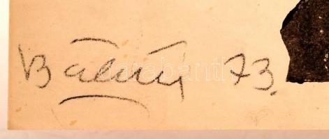 Bálint Endre (1914-1986): Sorban állók. Monotípia, papír, jelzett, 28×41 cm