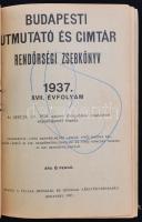 Rendőrségi zsebkönyv. Budapesti útmutató és címtár 1937. XVII. évf. Bp., 1937, Pallas. 412 p. Szöveg...