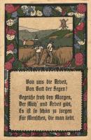 Von uns die Arbeit Von Gott der Segen! / German peasants rhyme, folklore, floral, Bishof & Klein No. 128