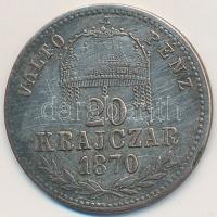 1870GYF 20kr Ag "Váltó Pénz" T:2-,3 felületi karc, patina, ph