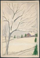 H. Nagy jelzéssel: Téli életképek, 3 db, vegyes technika, papír, 2 db jelzett, 10,5×15 ill. 15×10,5 ...