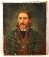 Jelzés nélkül: Férfi portré. Olaj, vászon, sérült, 67×57 cm