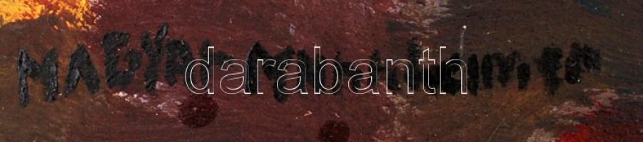 Magyar jelzéssel: Tájkép. Tempera, falemez, 39×56 cm