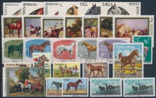 Ló motívum 29 db bélyeg közte teljes sorok, Horse 29 stamps