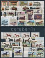Ló és állat motívum 46 db bélyeg közte teljes sorok 2 stecklapon, Horse and animals 46 stamps