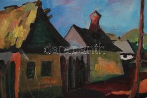 Nagy jelzéssel: Utcakép. Olaj, falemez, 52×57 cm