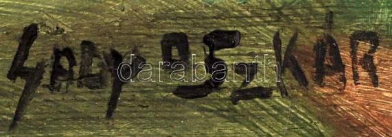 Nagy jelzéssel: Utcakép. Olaj, falemez, 52×57 cm