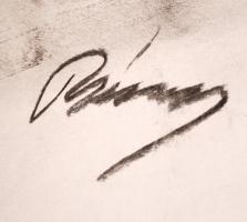 Olvashatatlan jelzéssel: Ülő akt. Szén, papír, 60×40 cm