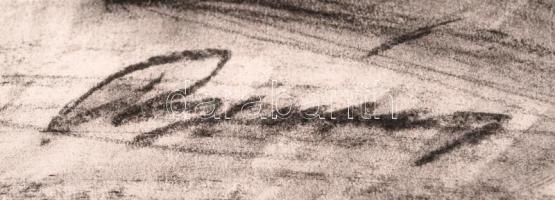 Olvashatatlan jelzéssel: Fekvő ember. Szén, papír, 40×60 cm