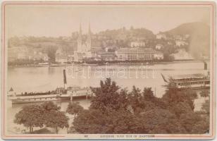 cca 1900 Luzern, Svájc, Kilátás a városra, keményhátú fotó, 11x16 cm / cca 1900 Lucerne, Switzerland, vintage photo, 11x16 cm