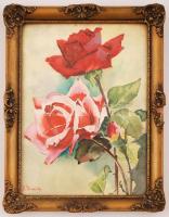 Benczúr jelzéssel: Rózsák. Akvarell, papír, 23×17 cm