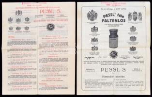 cca 1910 2 db Pessl kozmetikai reklámprospektus, termékleírásokkal