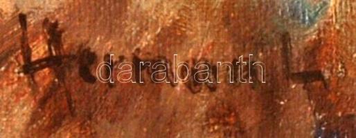 Herman jelzéssel: Csendélet a teraszon. Olaj, vászon, keretben, 60×90 cm