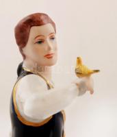 Royal Dux Bohemia ifjú kis madárral, kézzel festett, jelzett, hibátlan / Royal dux hand painted. fla...