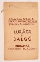 cca 1940 Bp. V. Lukács és Salgó rövídáru reklámgrafikával díszített papír reklámtáska