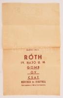 cca 1940 Bp., V. Róth őv, csat. reklámgrafikával díszített papír reklámtáska