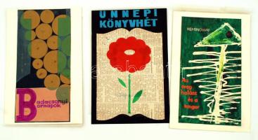 Váradi Iván jelzéssel: Plakáttervek. 3 db, kollázs-vegyes technika, papír, jelzett, 21x14 cm