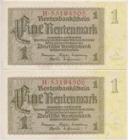 Német 3. Birodalom 1937. 1M (2x) sorszámkövetők T:I- German Third Reich 1937. 1 Mark (2x) sequential serials C:AU