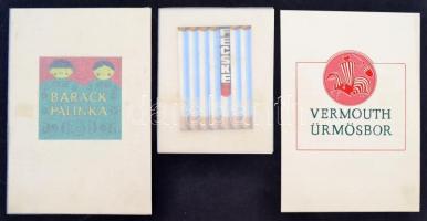 Váradi Iván jelzéssel: Plakáttervek. 3 db, vegyes technika, papír, jelzett, 10x7, 8x8 és 19x14 cm