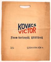 cca 1930 Bp., V. Kovács Victor ruhaáru reklámgrafikával díszített papír reklámtáska