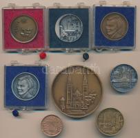 8db magyar városok témájú emlékérem, közte Hollókő, Salgótarján, Szeged, Sárospatak, Sopron, Eger T:...