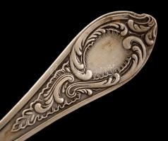 10 db-os darabos orosz ezüstözött kanalak, jelzett, h:10,5 és 21 cm