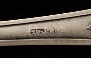 10 db-os darabos orosz ezüstözött kanalak, jelzett, h:10,5 és 21 cm