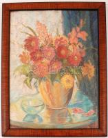 Szmrtnik János (Ladoméri, (1894-1951): Virágcsendélet. Pasztell, papír, jelzett, üvegezett keretben, 58×42 cm cm