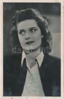 1944 Karády Katalin(1910-1990) színésznő, DEDIKÁLT, Filmbolt fotó, feliratozva, 14x9 cm