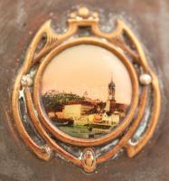 cca 1890 Domborműves, szecessziós fém cigarettatárca Graz városképpel / Metal cigarette box with Gra...