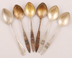 6 db jelzett, ezüst kiskanál / 6 silver spoons 67,7g