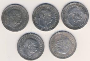 1900. 5K 5db Ff régebbi  érdekes hamisítványok összehasonlításra! T:2