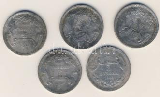 1900. 5K 5db Ff régebbi  érdekes hamisítványok összehasonlításra! T:2