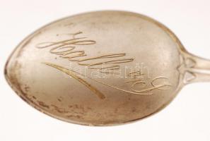 XIX. sz vége: Halle sn der Saale art deco ezüst kanál, zománcozott török címerrel / Vintage silver s...