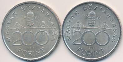 1993. 200Ft Ag "MNB" (2x) T:2,2-