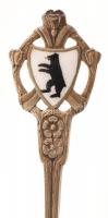 XIX. sz vége: Berlin ezüst kanál, zománcfestett képpel és címerrel / Vintage silver spoon. Berlin, G...