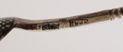 XIX, sz, Ezüst díszkanál nielló díszítéssel, mesterjeggyel (HTC) / Vintage silver spoon with niello....
