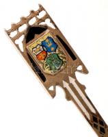 XIX. sz vége: Königsberg ezüst kanál, zománcfestett képpel és címerrel / Vintage silver spoon. König...