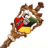 XIX. sz vége: Thale a. H. aranyozott ezüst kanál, zománcfestett képpel és címerrel / Vintage silver ...