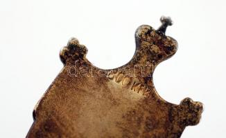 XIX. sz vége: Aranyozott díszkanál tétel, 4 db zománcfestett képpel és címerrel / Vintage gold plate...