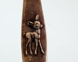 XIX. sz. vége: 2 db különleges díszkanál + egy villa egyik furulyázó férfi figurával