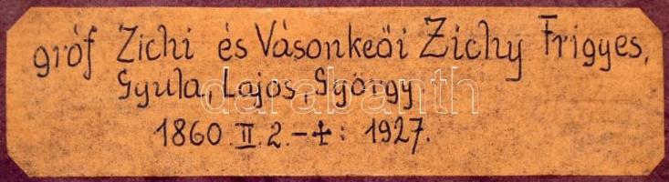 cca 1920 Gróf Zichy Frigyes(1860-1927), fotó üvegezett keretben, fotó 20x14 cm, keret 28x23 cm