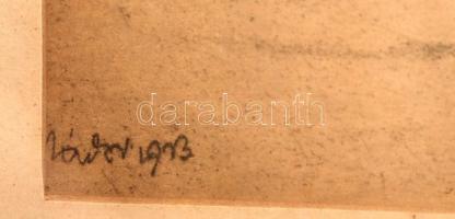 Zádor István (1882-1963): Budai látkép 1913. Litográfia, papír, jelzett a litón, üvegezett kereteben...